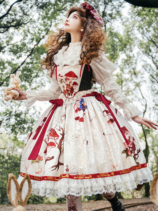 Cat Traveler Lolita French Elegant Slimming Corset Skirt Set