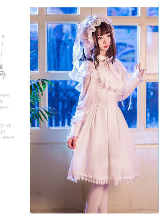 Edwardian collar lolita court retro elegant long sleeved shirt