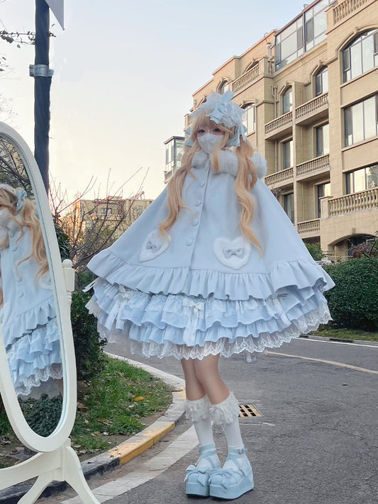 Rabbit ear  with thick velvet and warm Lolita cloak