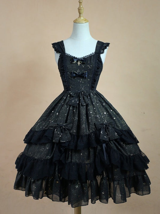 Sweet Retro Chiffon Dress JSK Multi-layered Lolita Jumperskirt