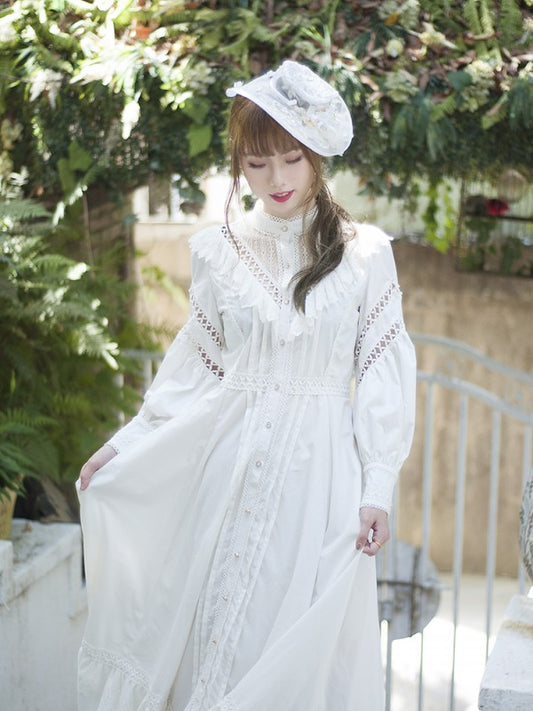 Long-sleeved Shirt Dress Retro Style One-piece