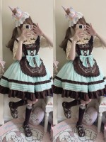 Chocolate cake sweet and cute embroidered suspender dress