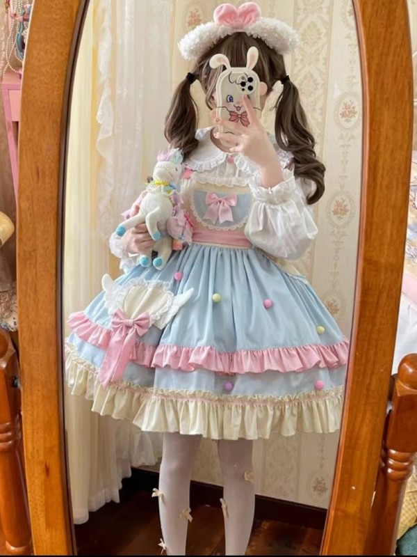 Cute Seet heart  JSK strap dress  blue