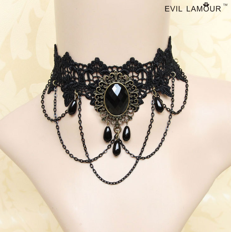 Gothic Lace Choker - Black