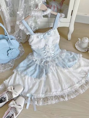 Lolita Ballet Style JSK Sling Three Piece Set blue