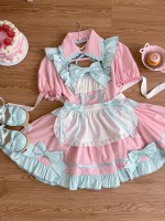 Pink Sweet And Cute Short Maid Lolita Dress