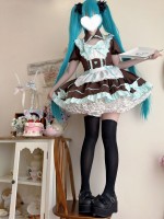 Brown Sweet And Cute Short Maid Lolita Dress