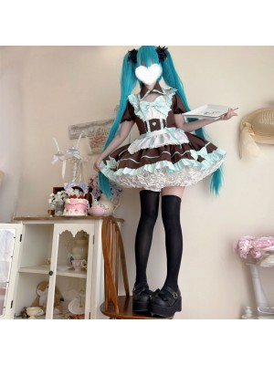 Brown Sweet And Cute Short Maid Lolita Dress