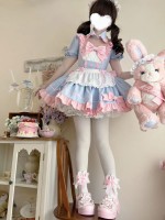 Sweet And Cute Blue Short Maid Lolita Dress