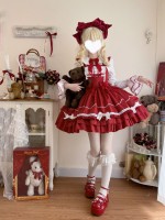 Sweet Cute Red Lolita Dress JSK Suspender Dress