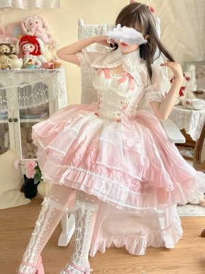 Pink Sweet Lolita Dress Fairy JSK Suspender Skirt