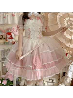 Pink Sweet Lolita Dress Fairy JSK Suspender Skirt