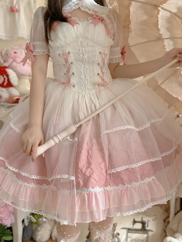 Pink Sweet Lolita Dress Fairy JSK Suspender Skirt