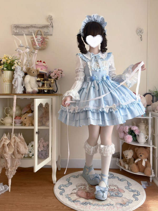 Sweet Cute Blue Lolita Dress JSK Suspender Dress