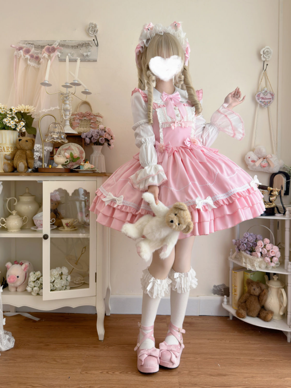 Sweet Cute Pink Lolita Dress   JSK Suspender Dress 