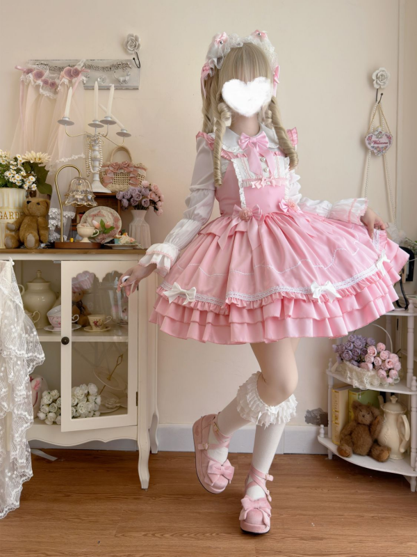 Sweet Cute Pink Lolita Dress   JSK Suspender Dress 