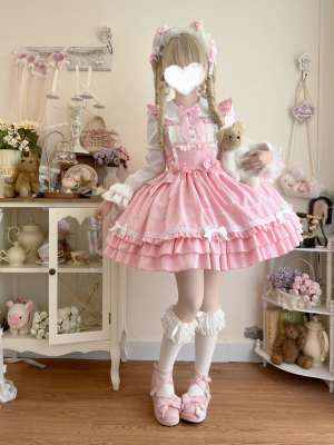 Sweet Cute Pink Lolita Dress   JSK Suspender Dress 