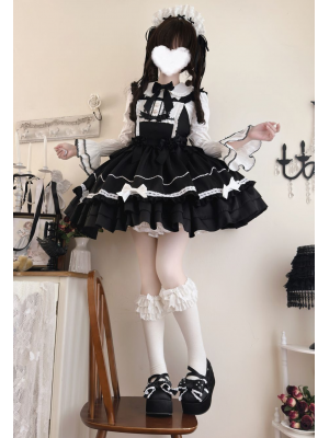 Sweet Cute Black Lolita Dress JSK Suspender Dress