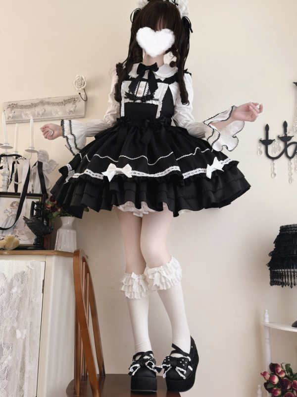 Sweet Cute Black Lolita Dress JSK Suspender Dress