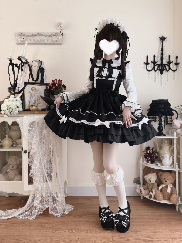 Sweet Cute Black Lolita Dress JSK Suspender Dress