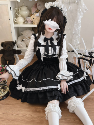 Sweet Cute Black Lolita Dress JSK Suspender Dress