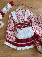 Sweet Red Lolita Dress Japanese Maid Improved Dress