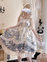 White Gothic Lolita Castle Feast Dark Halloween JSK Suspender Dress