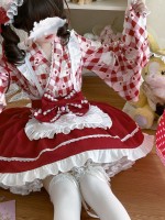 Sweet Red Lolita Dress Japanese Maid Improved Dress