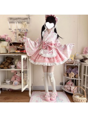 Sweet Pink Lolita Dress Japanese Maid Improved Dress