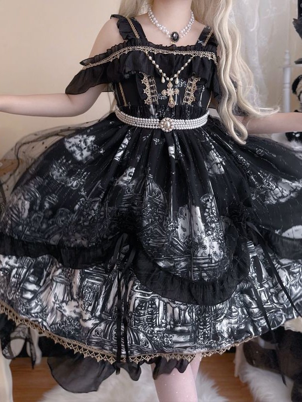 Gothic Lolita Castle Feast Dark Halloween JSK Suspender Dress