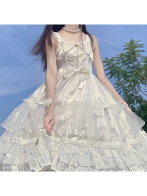 White Sweet Princess Style Lolita JSK Suspender Skirt