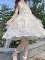 White Sweet Princess Style Lolita JSK Suspender Skirt