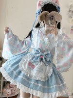 Sweet Blue Lolita Dress Japanese Maid Improved Dress