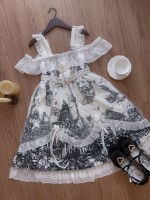 White Gothic Lolita Castle Feast Dark Halloween JSK Suspender Dress