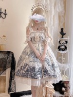 White Gothic Lolita Castle Feast Dark Halloween JSK Suspender Dress