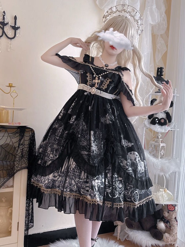 Gothic Lolita Castle Feast Dark Halloween JSK Suspender Dress