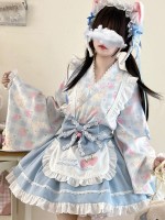 Sweet Blue Lolita Dress Japanese Maid Improved Dress