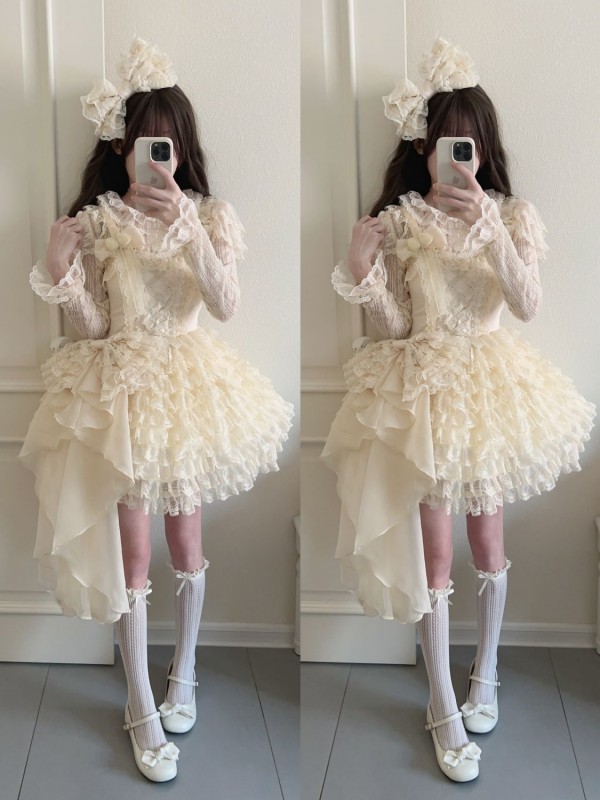 Sweet Apricot Lolita Princess Dress JSK Suspender Short Skirt