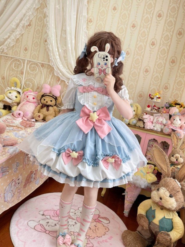 Blue Sweet Lolita Dress  JSK Suspender Bud Dress