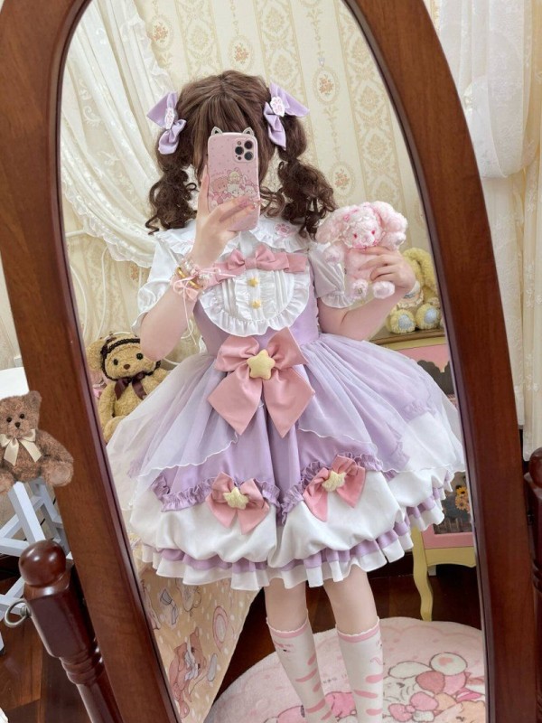 Purple Sweet Lolita Dress JSK Suspender Bud Dress