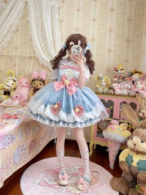 Blue Sweet Lolita Dress  JSK Suspender Bud Dress