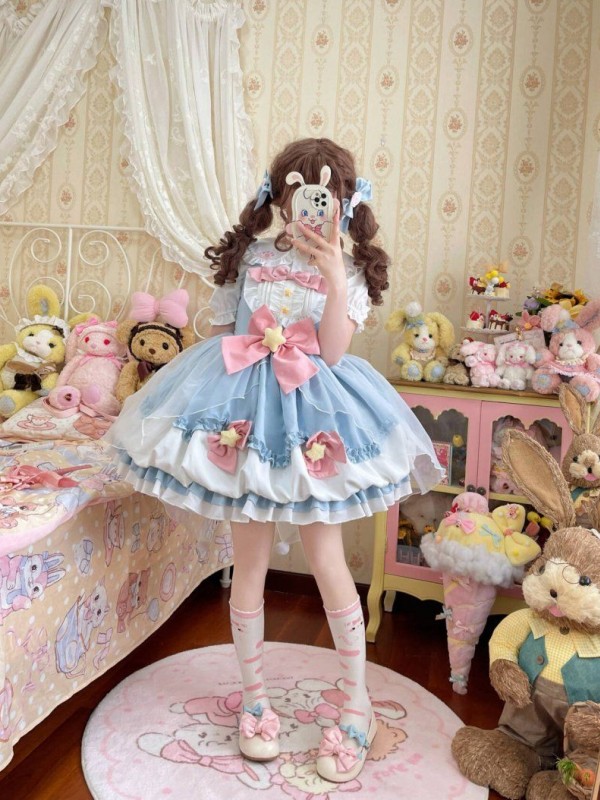 Blue Sweet Lolita Dress  JSK Suspender Bud Dress