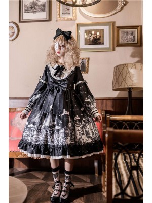 Gothic lolita castle night long sleeves OP big skirt dress autumn