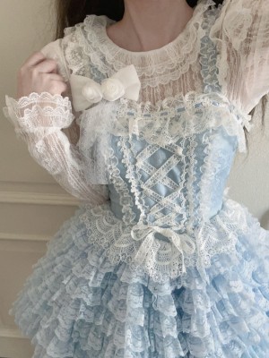 Sweet Princess Style Blue Lolita Short JSK Suspender Skirt