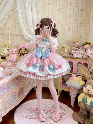 Pink Sweet Lolita Dress JSK Suspender Bud Dress