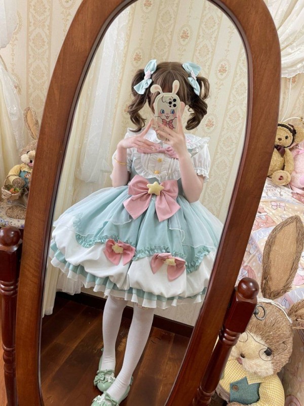 Green Lolita Dress Sweet JSK Suspender Bud Dress