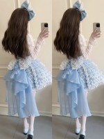 Sweet Princess Style Blue Lolita Short JSK Suspender Skirt