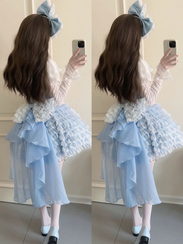 Sweet Princess Style Blue Lolita Short JSK Suspender Skirt