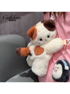 Cute Tricolor Cat Doll Crossbody Bag