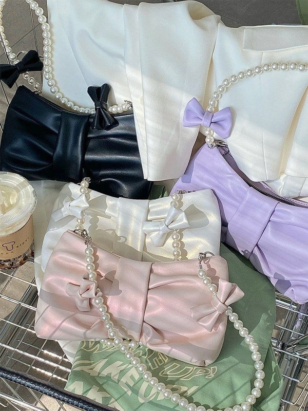 Small Fresh Pearl Bow Armpit Bag